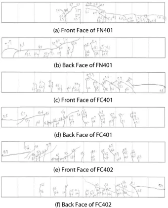 Fig. 9. Crack Pattern and Failure Mode of FN401, FC401 and FC402