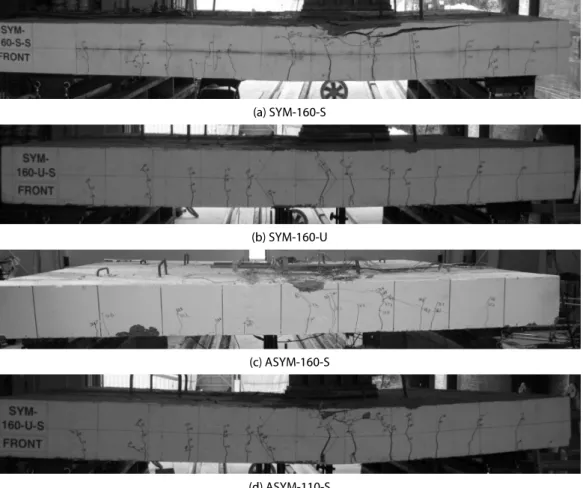 Fig. 7. Distribution of Flexural Cracks Upon Completion of Flexural Test (Front View)