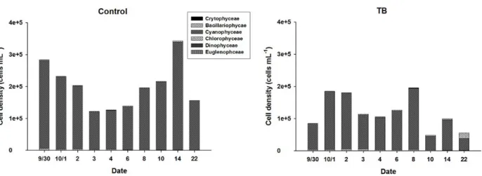 Fig. 4.  13 C and  15 N atom % of POM in each mesocosm in Shingu reservoir during the experimental period.
