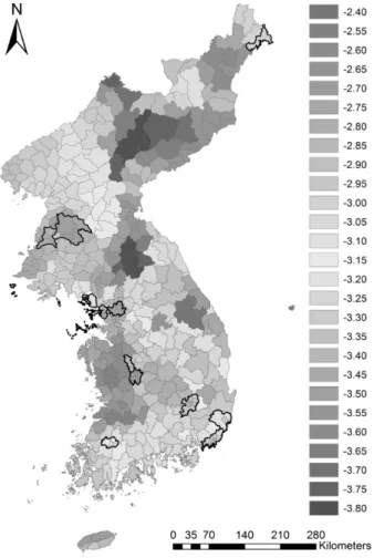Fig. 5. Target SPI using Nonparametric Frequency4. 목표 표준강수지수 산정 목표 표준강수지수 산정을 위해서는 먼저 목표재현기간을 설정 하여야 한다
