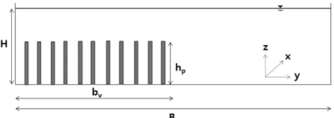 Fig. 1. Schematic View of a Partly-Vegetated Open-Channel