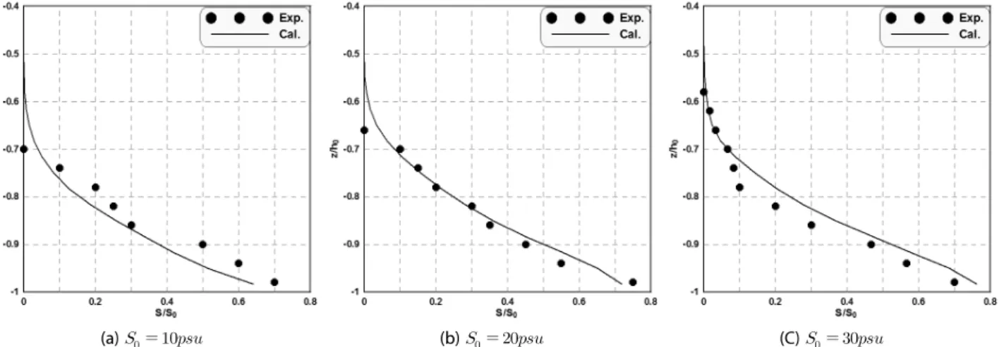 Fig. 8. Comparison of Vertical Profile of Salt Concentration in the Still-Water