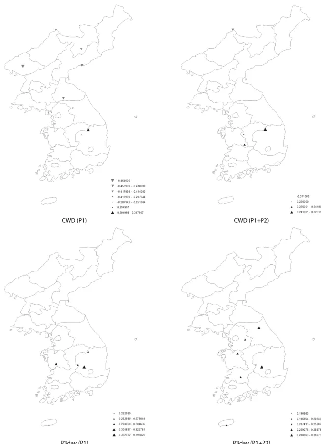 Fig. 5. Mann-Kendall Trend Analysis Results of P1 and P1+P2(continued)