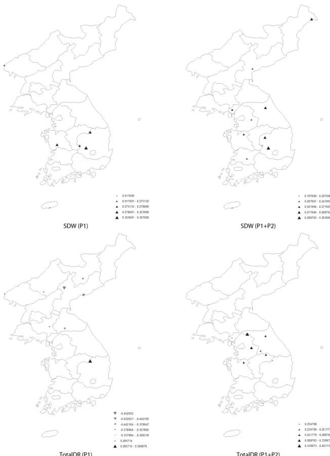 Fig. 5. Mann-Kendall Trend Analysis Results of P1 and P1+P2 (continued)