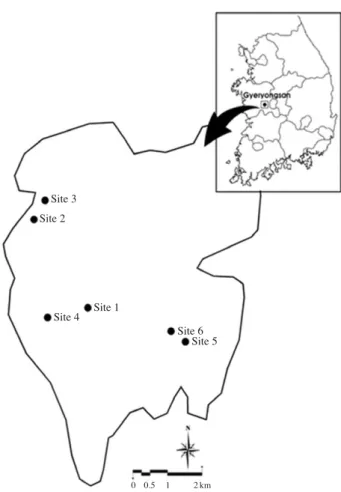 Fig. 1. Location of the study site in Gyeryongsan National Park.
