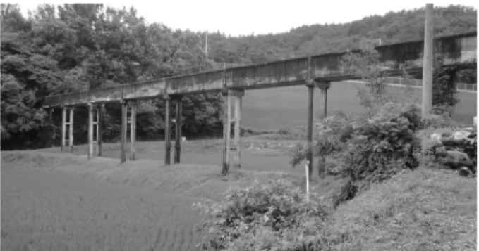 Fig. 1. Photo of Typical Aqueduct for Irrigation  RA  Model Selection of 4 Influence Factors  Screening ofRA Models Comparison ofError Rate(SRA : MRA) Decision ofRA Model Identification of structures to be replaced Analysis of 11 InfluenceFactors Compariso