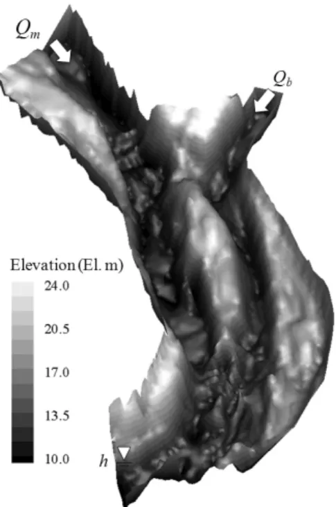 Fig. 2. Bed elevation of the Nakdong River and Geumho River  confluence