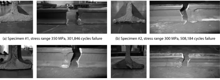 Fig. 7. The result of bending fatigue test - failure types