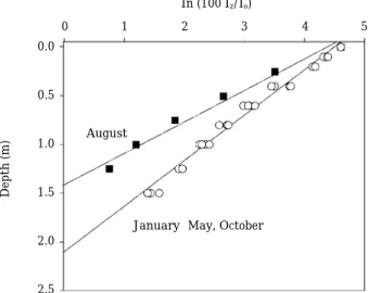 Fig. 1. Irradiance under the water and euphotic depth. I 0