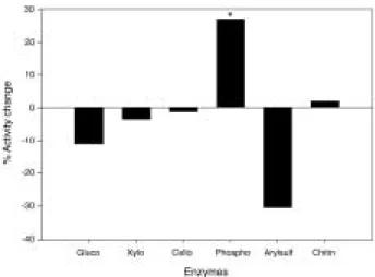 Fig. 1. Effects of toluene on the enzyme activities. *repre- *repre-sents significant differences from the control at P⁄0.05 (n = 3)