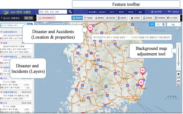 Figure 1: GIS-based status board for NDMS 