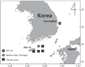 Fig. 2. Sampling area of the filefish Thamnaconus modestus.