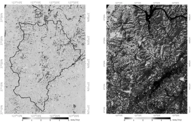 Fig. 4 METRIC ET [mm d −1 ] Map on Feb 01, 2003 (left) and Sep 13, 2006 (right) Table 2