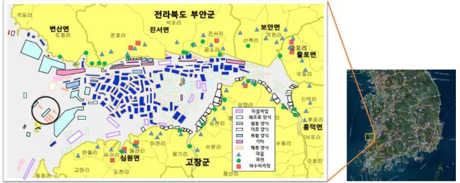 Fig. 1. Location of sampling site (in black circle), Gomso bay, the west coast of Korea, for seawater, bottom deposit and shellfish.
