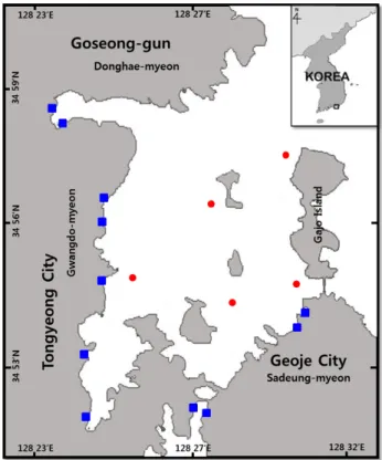 Table 1. Number of E. coli isolated from oyster Crassostrea gigas  and inland pollution sources in the Yongnam-Gwangdo area Samples No