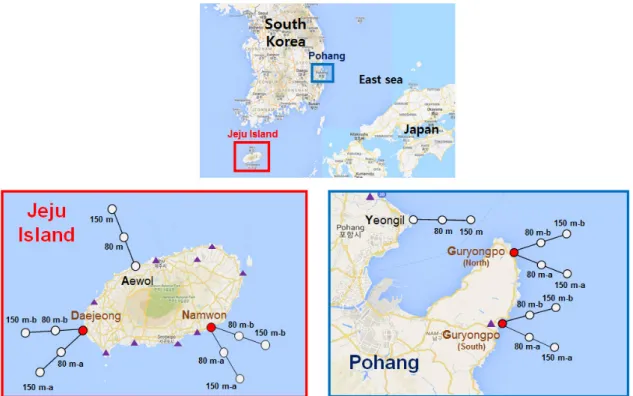 Table 2. Sampling locations, water depth, water temperature, dissolved oxygen (DO) and salinity in seawater off the coast of Jeju Island