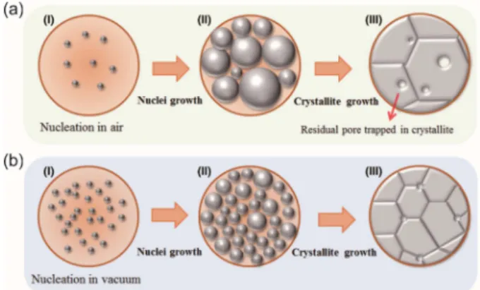 Fig. 4. Schematic of microstructure for pore elimination by hot isostatic pressing. Reproduced with permission from Ref., 78) Copyright 2008, John Wiley &amp; Sons.