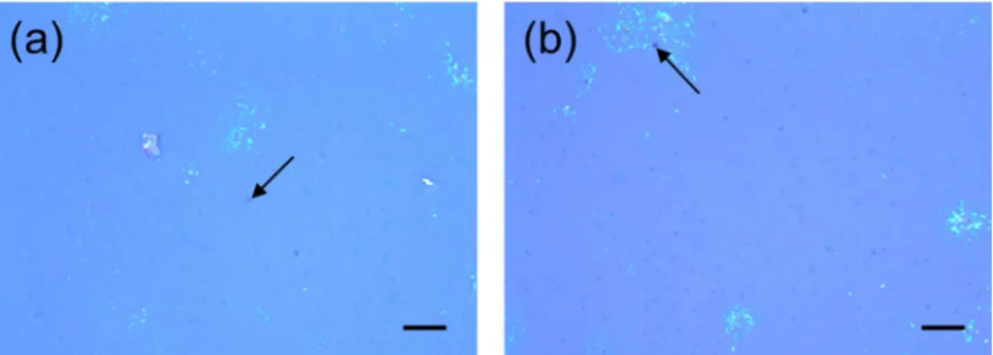 Fig. 2. Optical microscope images of (a) Pristine graphene and (b) boron doped graphene