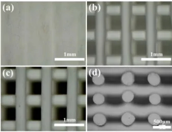 Fig. 6. SEM images of printed ZrO 2  structure with various solid loading after sintering at 1450 o C; (a) 30vol%, (b) 40vol% and (c) 50vol%.