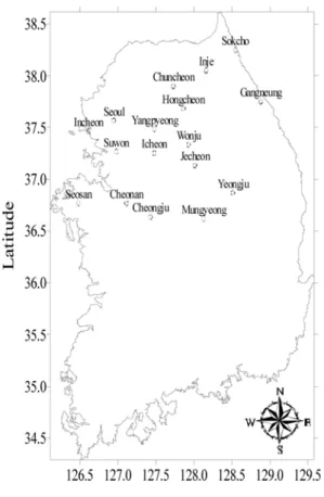 Table 2. List of meterological observation stations used in this study 