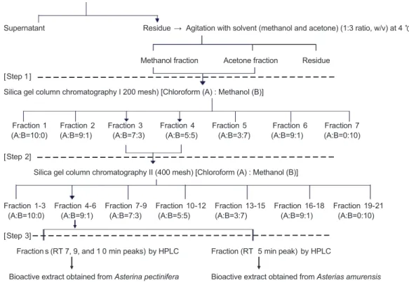 Fig. 1. Procedure for extraction of bioactive compounds from starfishes Asterina pectinifera.