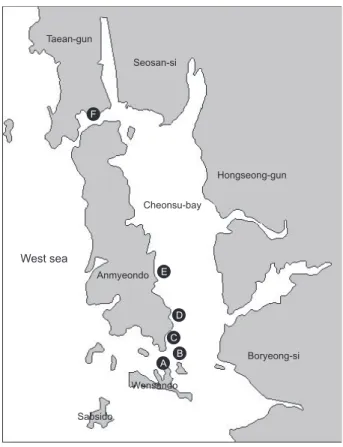 Fig. 1. Map of sampling sites in Korea.
