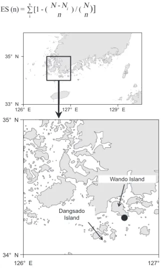 Fig. 1. Sampling station (a black circle) for the study in the coast  of Wando Island