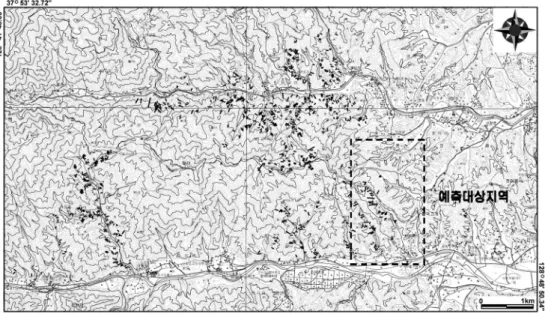 Fig. 5. The occurrence location of slope hazards and the selection of prediction section