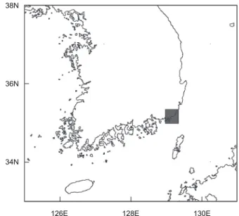 Fig. 4. Target area using satellite surface temperature data.