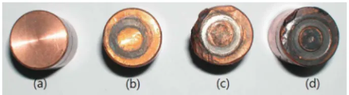 Fig. 12. Photographs of the projection welding electrode after used.