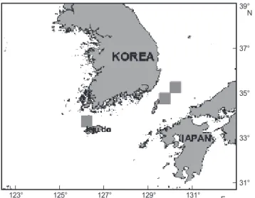 Fig. 1.  Location of the sampling area of  C. myriaster  in the  southern coastal waters of Korea.