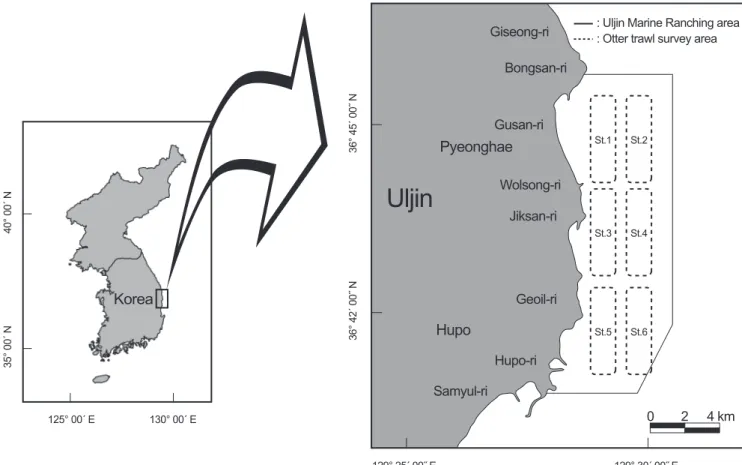 Fig. 1. Map showing the sampling station in the Uljin marine ranching area, Korea. 