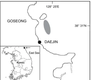 Fig.  1.  The  map  showing  sampling  sites  in  Daejin  of  Korea.