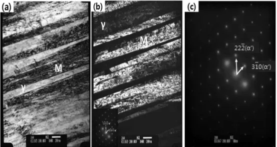 Fig. 5. TEM micrographs showing the effect of reverse treatment temperature in 70 % cold rolled high manganese austenitic stainless steel.