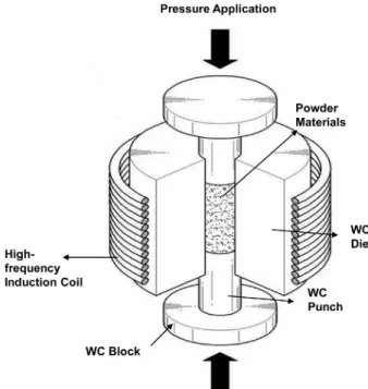 Fig. 1. Schematic diagram of an apparatus for high-frequency induction heated sintering.