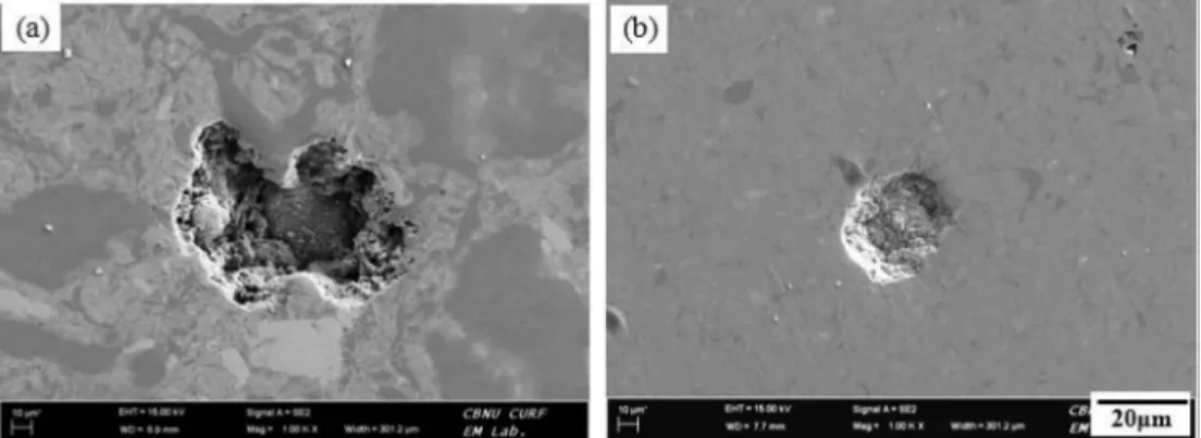 Fig. 6 shows the results of relative and measured dens- dens-ity of the sintered Ti-13%Nb-13%Zr-(10wt%NH 4 HCO 3  -2wt%TiH 2 ) composites