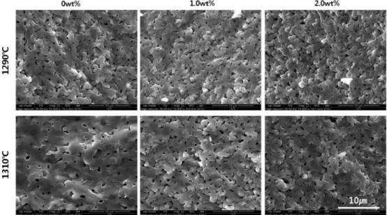 Fig. 1. The microstructure of the sintered bodies for the OBSH additive(Calcination temp.: 1000 o C).
