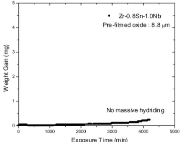 Fig. 5. SEM morphology at metal/oxide interface of pre- pre-oxidized Zr - 0.8Sn - 1.0Nb alloy (Oxide thickness : 8.8  µm) (a) Incubation period  (b) After incubation period