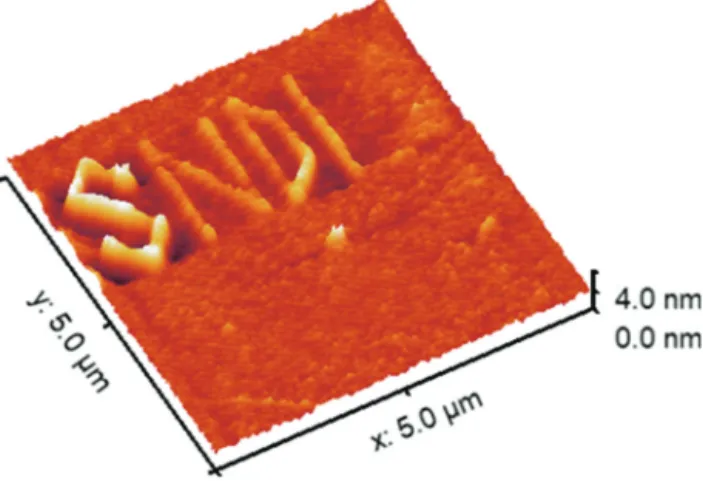 Fig. 5. Example different pattern of formed oxide on silicon by LAO. 