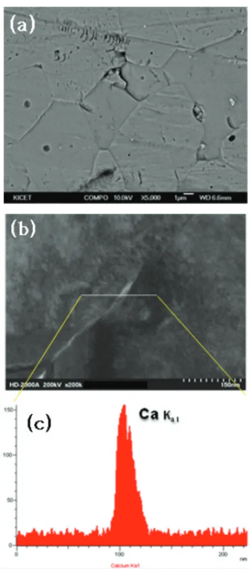 Fig. 1.  XRD  patterns  of  ZCCLCa  (CaCO 3 ＝0.0  and  2.0  at%)  sintered  at  1,200℃  for  3  h.