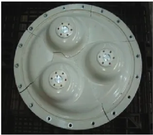 Fig. 9. The cracked insulation barrier by performing internal  pressure test.
