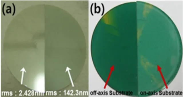 Fig.  1.  Dual-seed  crystals  for  PVT  growth.  (a)  dual-seed  crystal  with  different  rms  value,  (b)  dual-seed  crystal  with  different  seed  orientation.