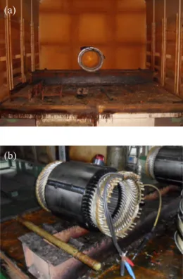 Fig.  1.  Heating  dry  of  HV  motor  stator  windings.  (a)  Heating  dry,  (b)  HV  motor  stator  windings.