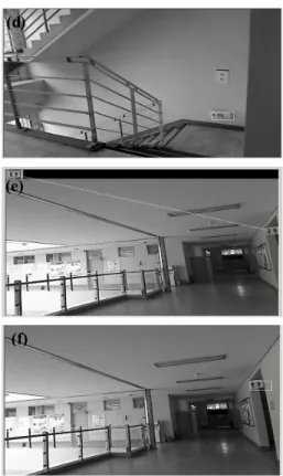 Fig.  11.  Experimental  images  for  place  recognition  using  marker  (a)  recognizing  region  including  one  of    candidate  markers  on  the  inside  of  office,  (b)  recognizing  one  of  candidate  markers  on  the  inside  of  office,  (c)  rec