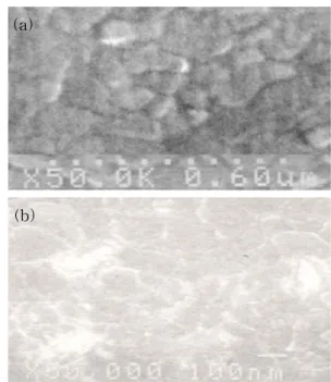 Fig.  2.  SEM  image  of  the  active  poly  silicon`s  grain,  (a)  high  temperture,  (b)  low  temperture.