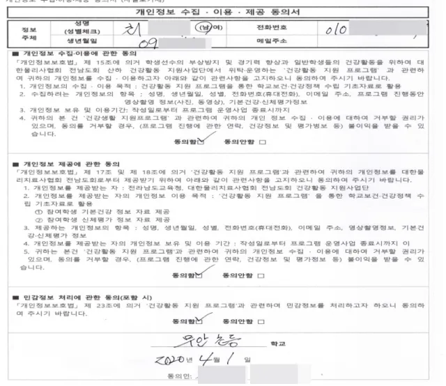 Fig 1. Agreement form before to application of the program