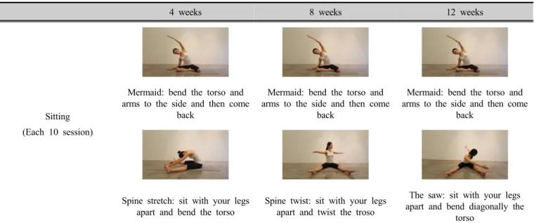 Table 7. Pilates stability exercise program on standing