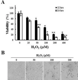 Fig. 1. Cell viability on H 2 O 2 -treated C6 glial cells.