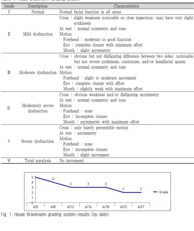 Fig. 1. House Brackmann grading system results (by date).