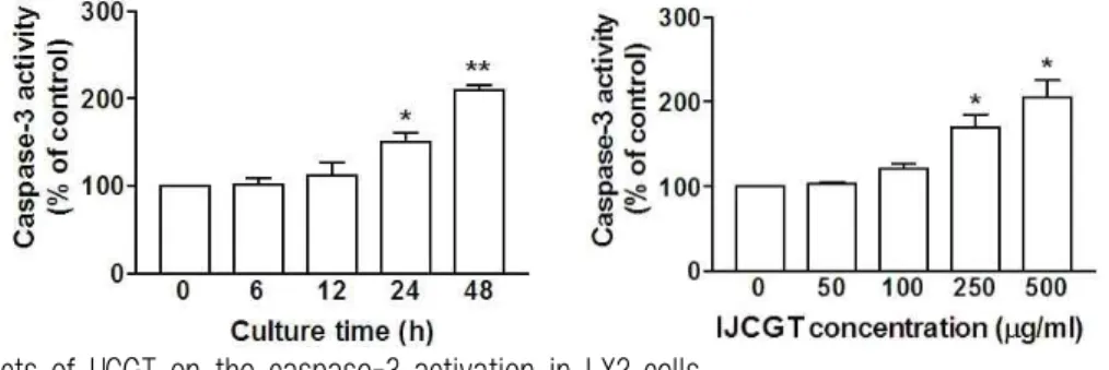 Fig. 4. Effects of IJCGT on the caspase-3 activation in LX2 cells.